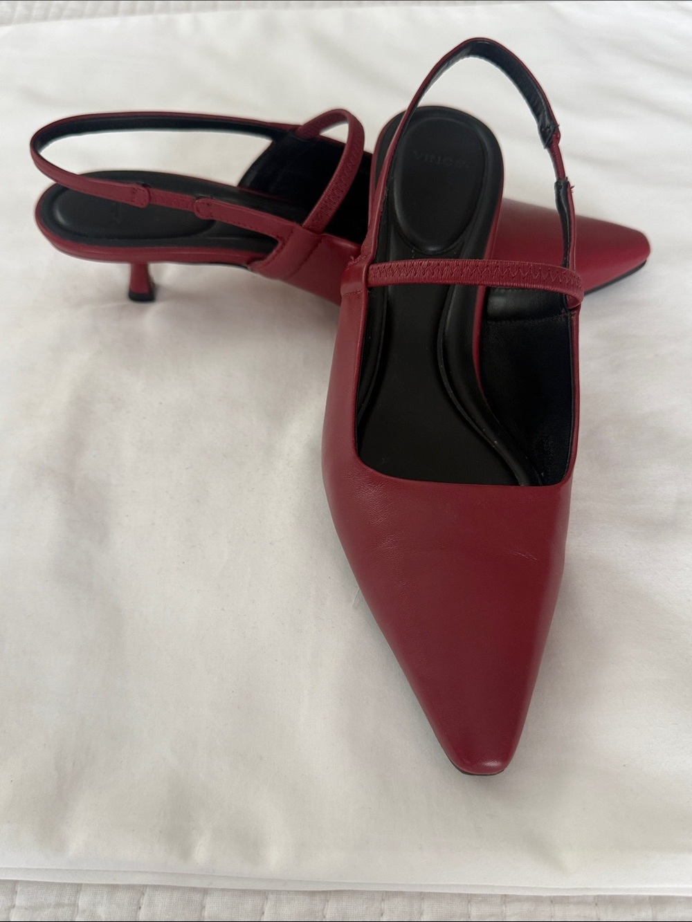 Vince Burgundy Pointed Slingback Flats with Black Insole - Picture 7 of 14